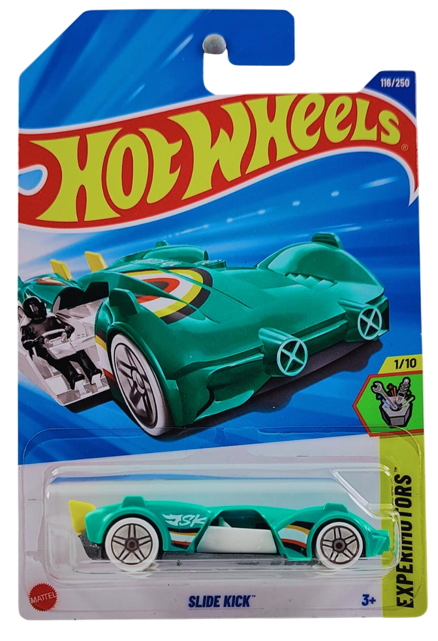 Hot Wheels 2025 - Collector # 116/250 - Experimotors 1/10 - Slide Kick - Turquoise - International Card