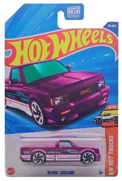 Hot Wheels 2025 - Collector # 119/250 - HW Hot Trucks 8/10 - '91 GMC Syclone - Pearlescent Purple - USA Card