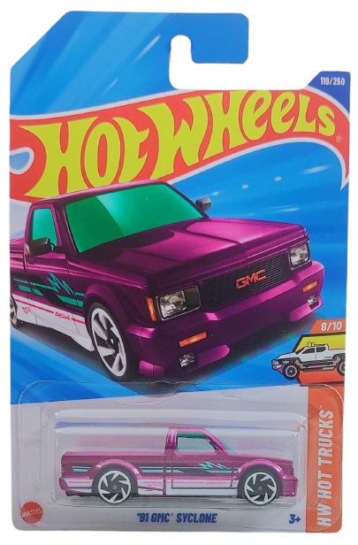 Hot Wheels 2025 - Collector # 119/250 - HW Hot Trucks 8/10 - '91 GMC Syclone - Pearlescent Purple - International Card