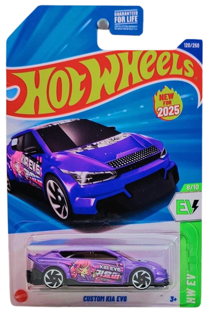 Hot Wheels 2025 - Collector # 120/250 - HW EV 8/10 - New Models - Custom Kia EV6 - Metalflake Lavender - USA Card