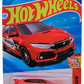 Hot Wheels 2025 - Collector # 123/250 - Then and Now 3/10 - 2018 Honda Civic Type R - Red / #3 - International Card
