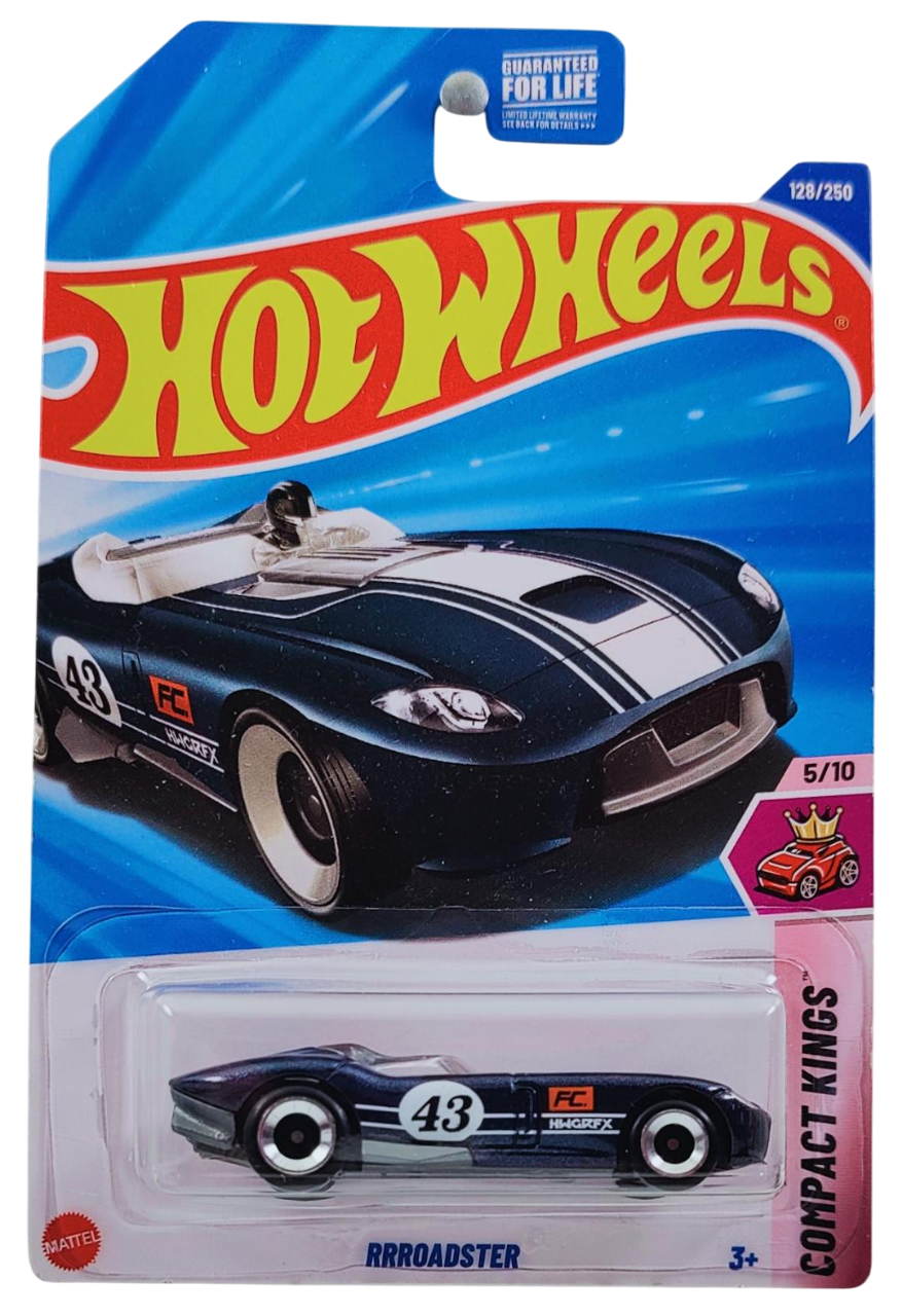 Hot Wheels 2025 - Collector # 128/250 - Compact Kings 5/10 - RRRoadster - Dark Blue Metalflake / #43 - USA Card