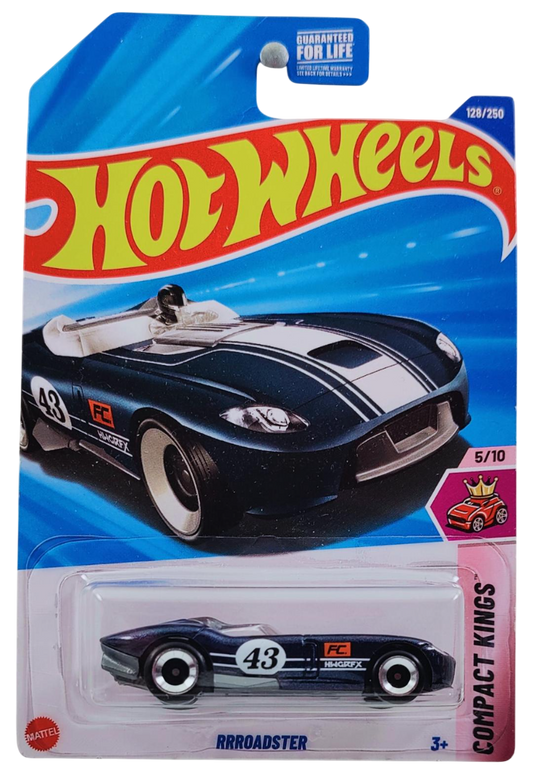 Hot Wheels 2025 - Collector # 128/250 - Compact Kings 5/10 - RRRoadster - Dark Blue Metalflake / #43 - USA Card