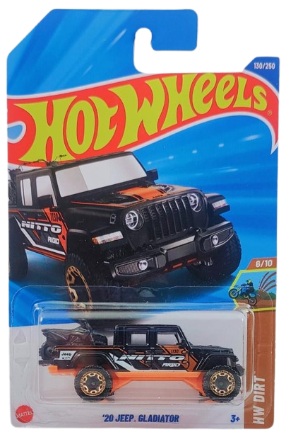 Hot Wheels 2025 - Collector # 130/250 - HW Dirt 6/10 - '20 Jeep Gladiator - Black / 'Nitto Rigid' - Beadlock Off-Road Wheels - International Card