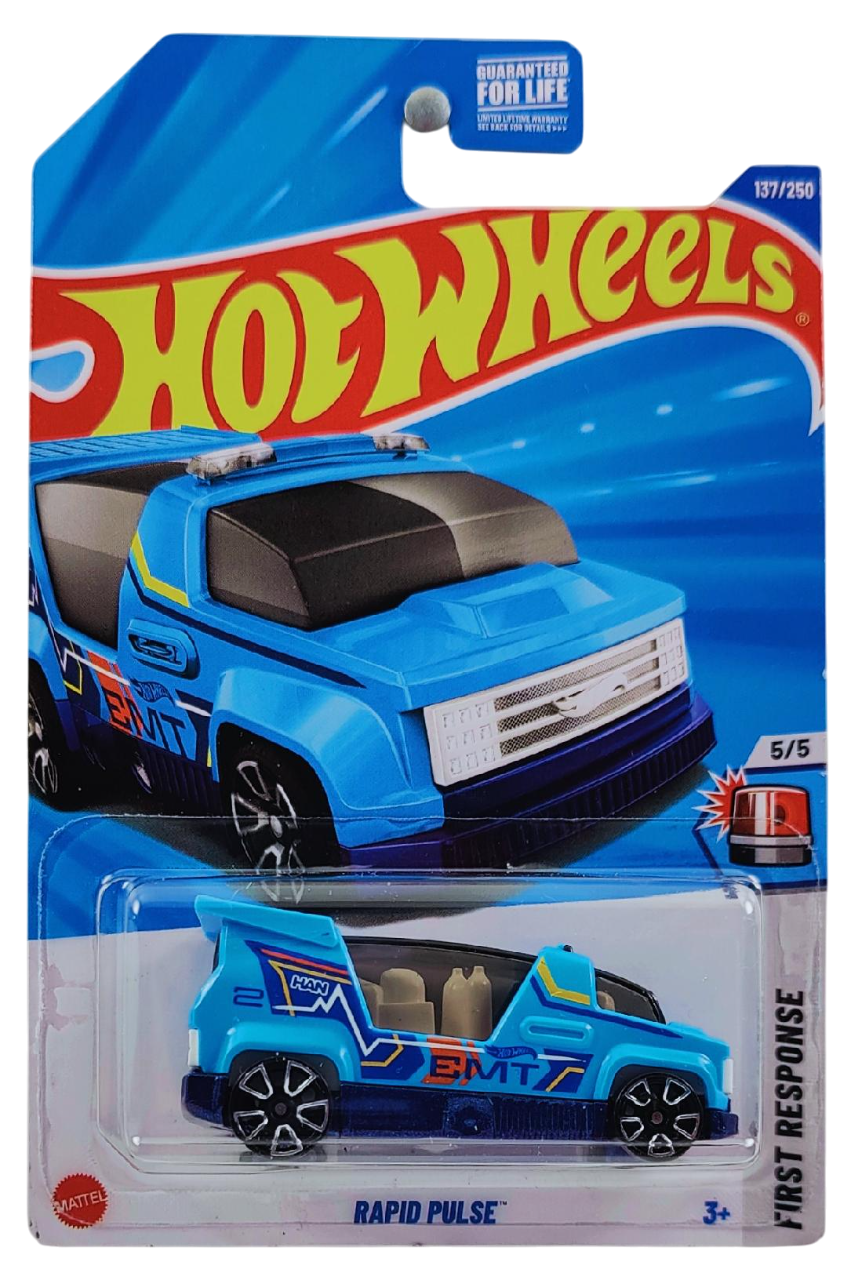 Hot Wheels 2025 - Collector # 137/250 - HW First Response 5/5 - Rapid Pulse - Blue / EMT - TRAP5 Wheels - USA Card