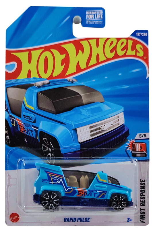 Hot Wheels 2025 - Collector # 137/250 - HW First Response 5/5 - Rapid Pulse - Blue / EMT - TRAP5 Wheels - USA Card