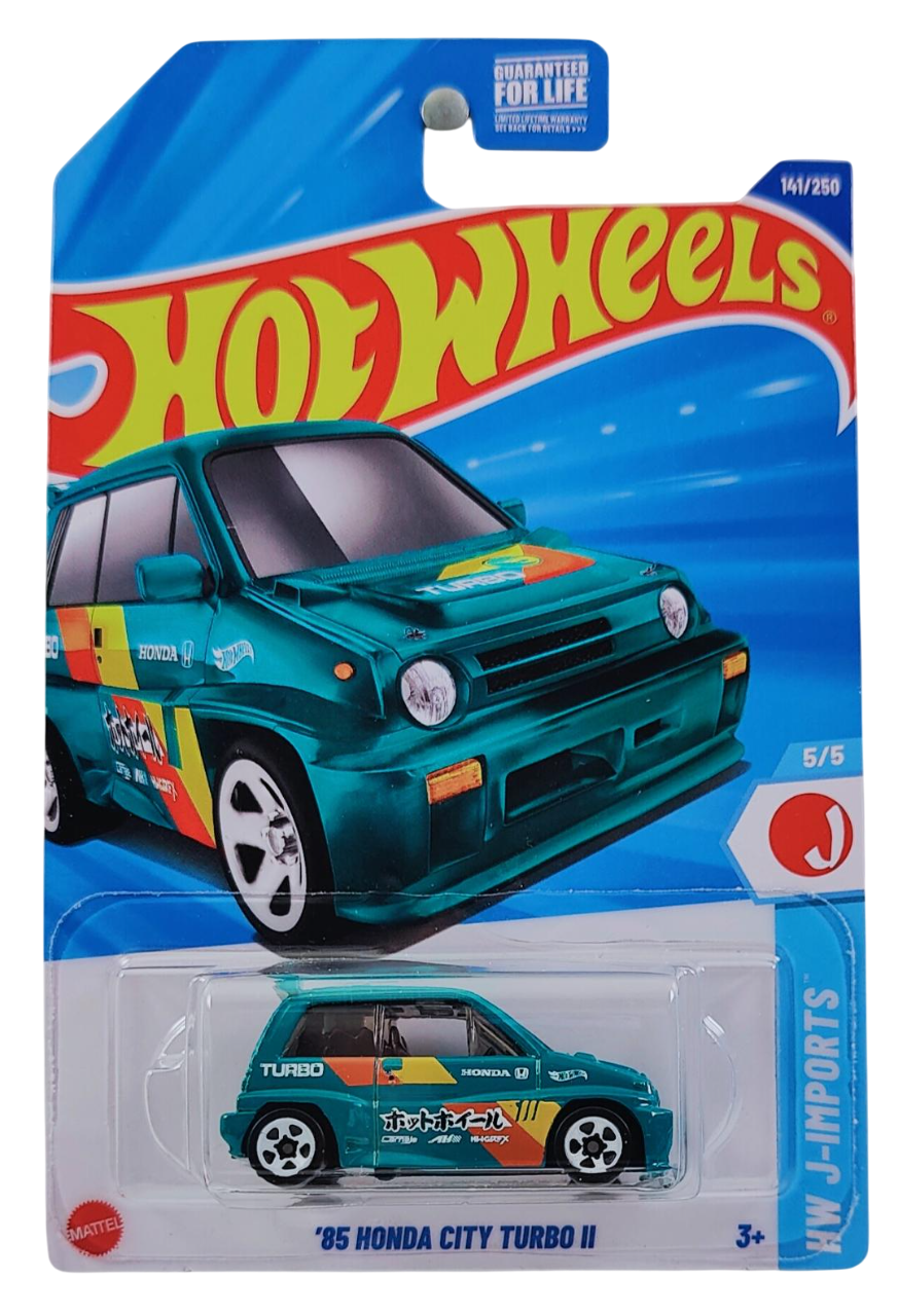 Hot Wheels 2025 - Collector # 141/250 - HW J-Imports 5/5 - Treasure Hunts - '85 Honda City Turbo II - Teal / Circle Flame Logo on Hood - USA Card