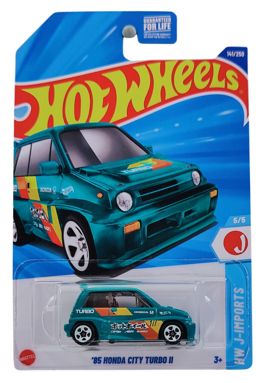 Hot Wheels 2025 - Collector # 141/250 - HW J-Imports 5/5 - Treasure Hunts - '85 Honda City Turbo II - Teal / Circle Flame Logo on Hood - USA Card