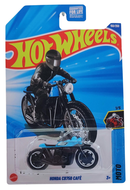 Hot Wheels 2025 - Collector # 150/250 - HW Moto 1/5 - Honda CB750 Cafe - Blue Tank / Black Frame - USA Card