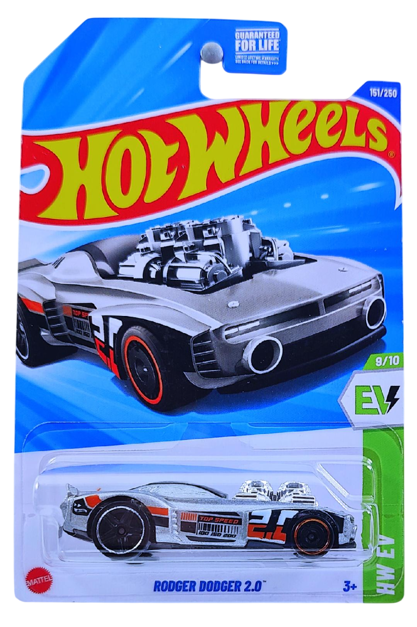 Hot Wheels 2025 - Collector # 151/250 - HW EV 9/10 - Rodger Dodger 2.0 - Silver Metallic - USA Card