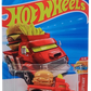 Hot Wheels 2025 - Collector # 153/250 - Hot Wheels Let's Race 5/5 - Buns of Steel - Red / Burger & Fries - 5 Spoke Wheels - USA 'Let's Race'Card