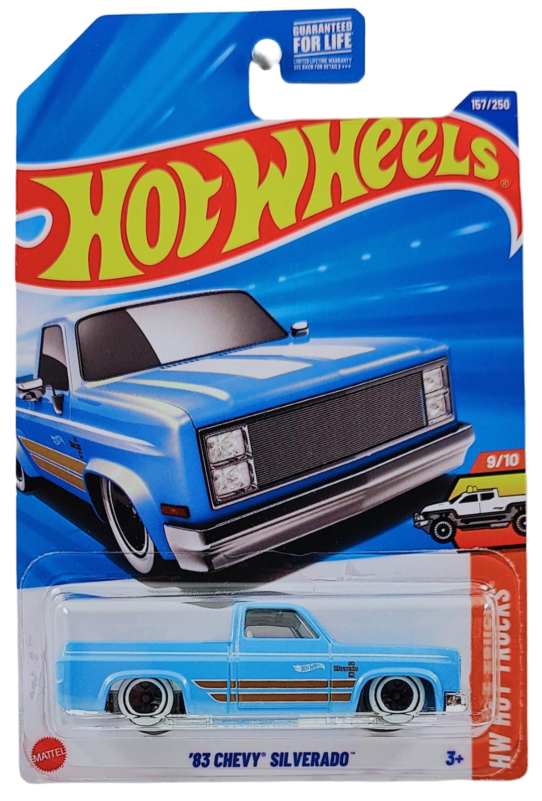 Hot Wheels 2025 - Collector # 157/250 - HW Hot Trucks 9/10 - '83 Chevy Silverado - Pearl Light Blue - USA Card