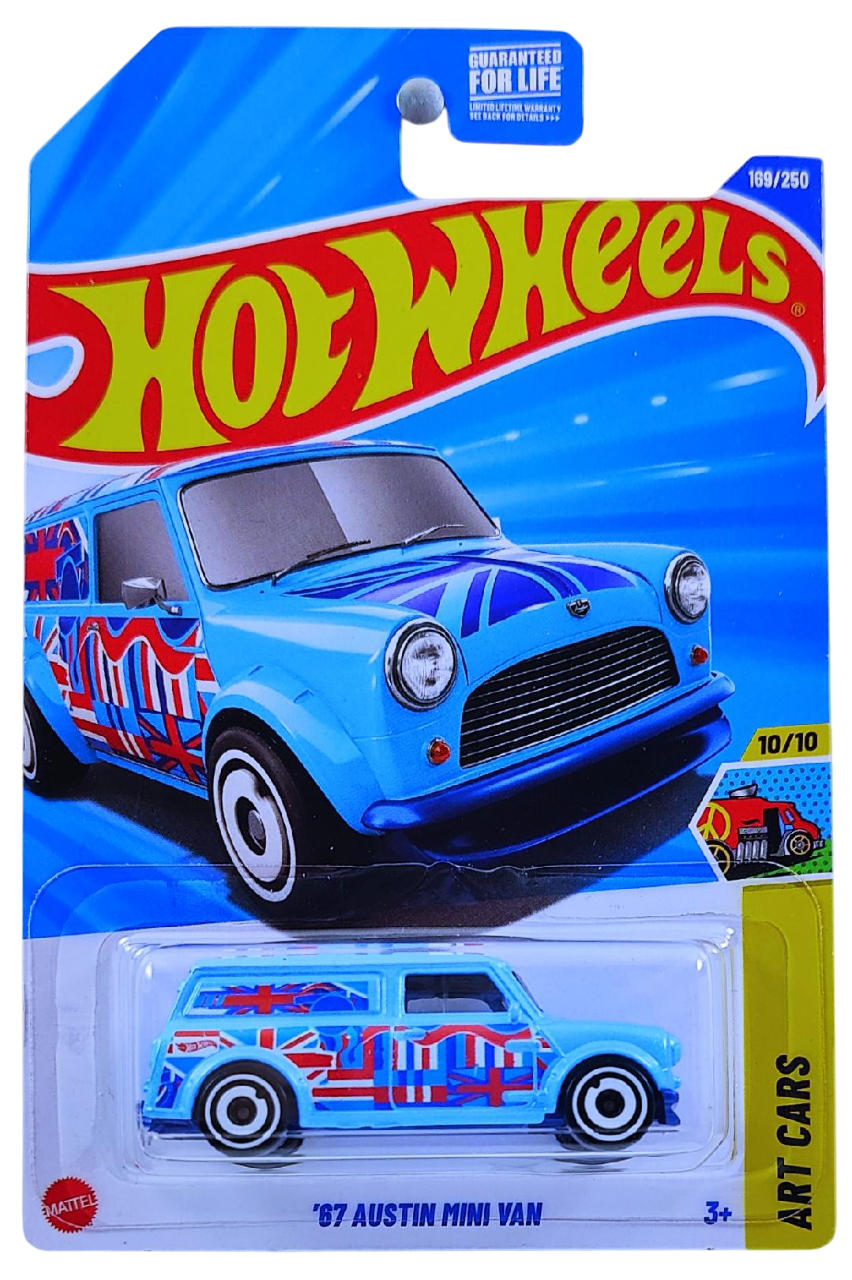 Hot Wheels 2025 - Collector # 169/250 - HW Art Cars 10/10 - '67 Austin Mini Van - Pearl Sky Blue / 'A' on Roof - USA Card