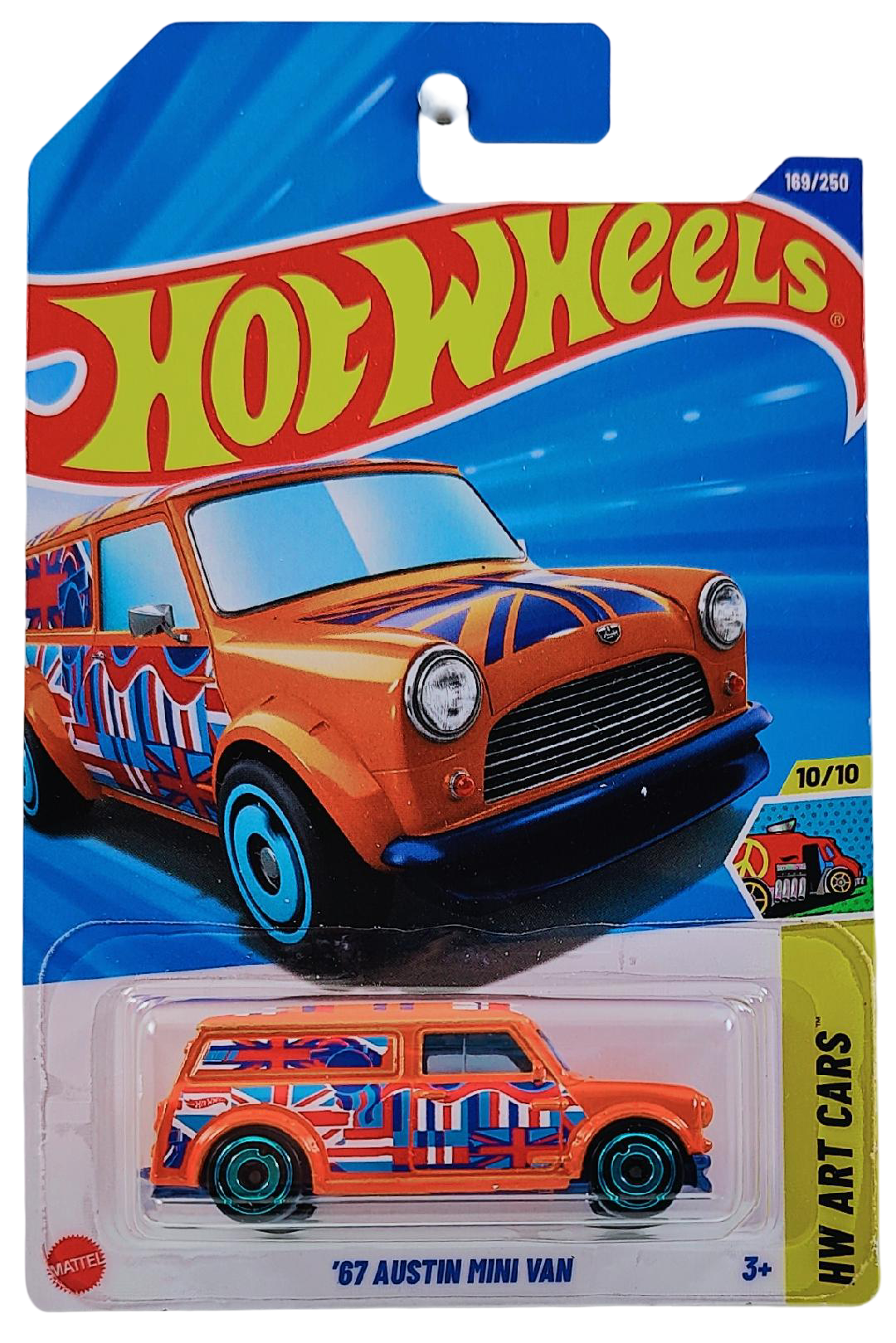 Hot Wheels 2025 - Collector # 169/250 - HW Art Cars 10/10 - '67 Austin Mini Van - Orange / 'A' on Roof - International Card