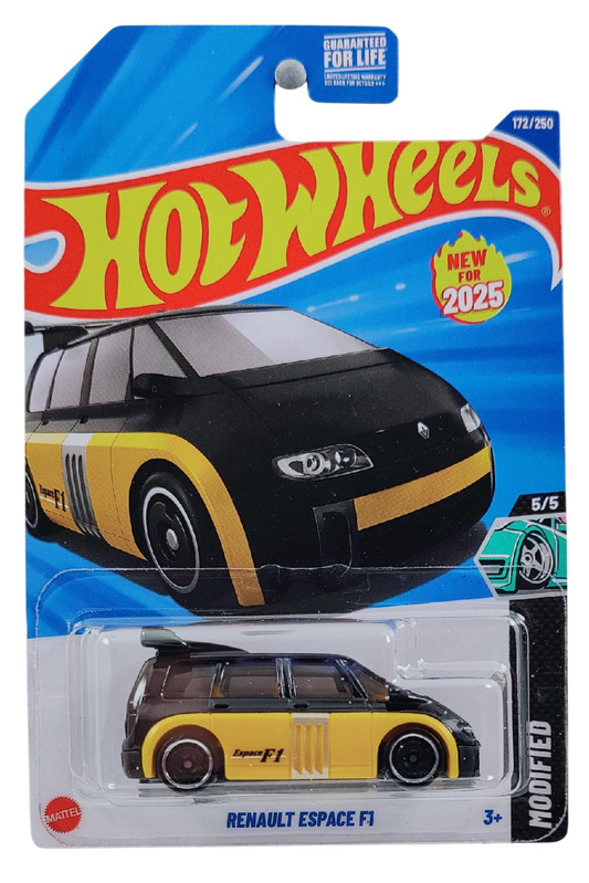 Hot Wheels 2025 - Collector # 172/250 - HW Modified 5/5 - New Models - Renault Espace F1 - Black & Yellow - USA Card