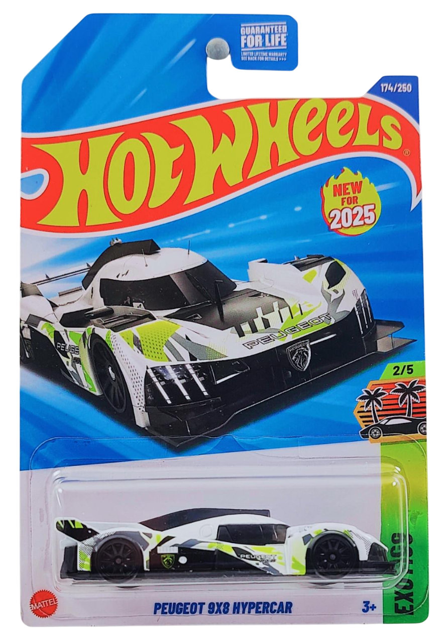 Hot Wheels 2025 - Collector # 174/250 - HW Exotics 2/5 - New Models - Peugeot 9X8 Hypercar - White - 10 Spoke Wheels - USA Card