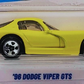 Hot Wheels 2025 - Collector # 176/250 - Then and Now 4/10 - '96 Dodge Viper GTS - Yellow / Black Racing Stripes - 5 Spoke Wheels - International Card