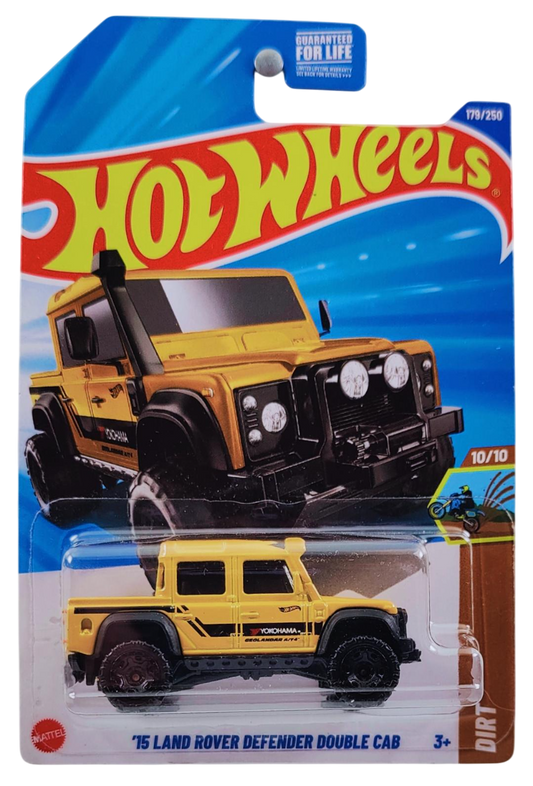 Hot Wheels 2025 - Collector # 179/250 - HW Dirt 10/10 - '15 Land Rover Defender Double Cab - Yellow - USA Card