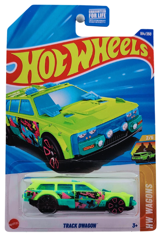 Hot Wheels 2025 - Collector # 184/250 - HW Wagons 2/5 - Track Dwagon - Neon Green - Kroger Exclusive - USA Card