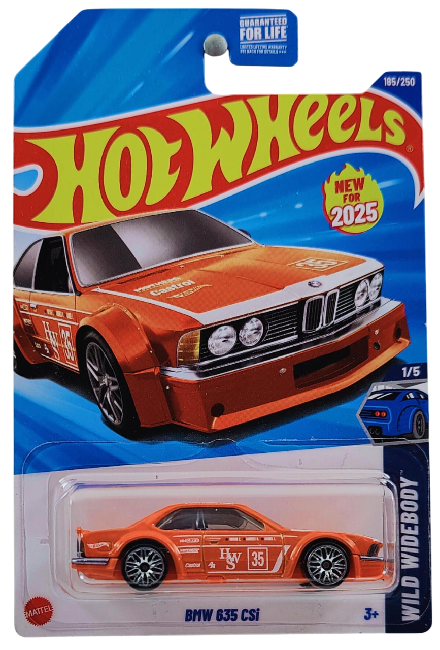 Hot Wheels 2025 - Collector # 185/250 - Wild Widebody 1/5 - New Models - BMW 635 CSi - Orange / #35 - Lace Wheels - USA Card