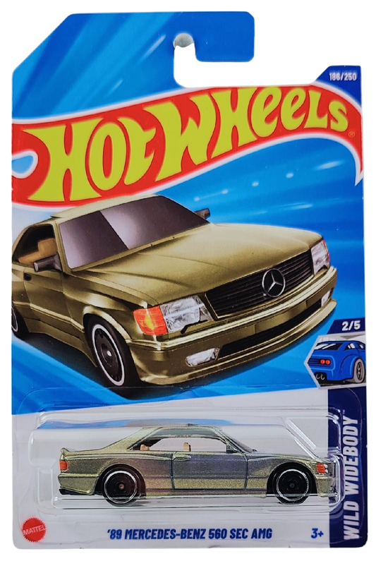 Hot Wheels 2025 - Collector # 186/250 - Wild Widebody 2/5 - '89 Mercedes-Benz 560 SEC AMG - Pearl Slate Gray - International Card