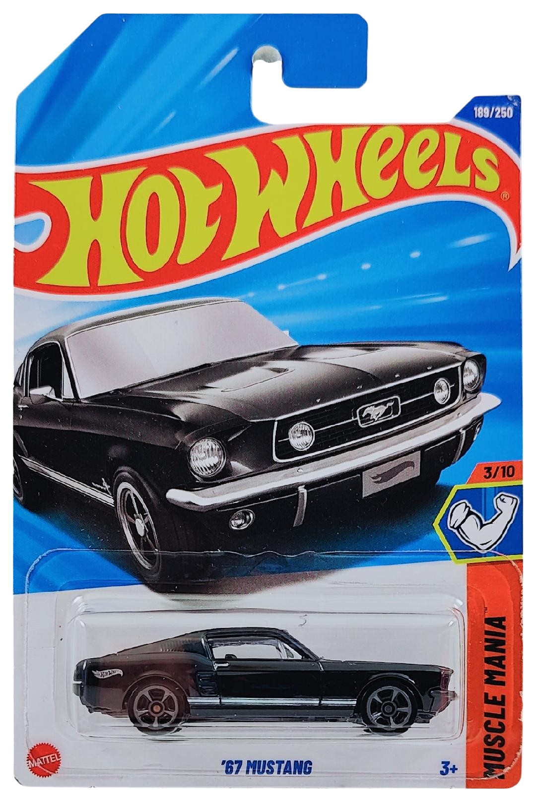 Hot Wheels 2025 - Collector # 189/250 - Muscle Mania 3/10 - '67 Mustang - Black - International Card