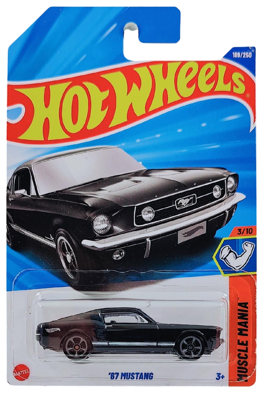 Hot Wheels 2025 - Collector # 189/250 - Muscle Mania 3/10 - '67 Mustang - Black - International Card
