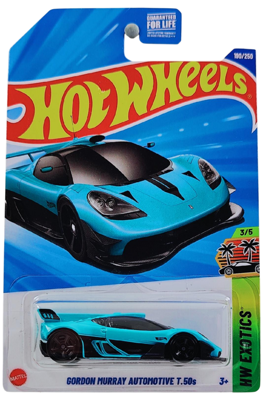 Hot Wheels 2025 - Collector # 190/250 - HW Exotics 3/5 - Gordon Murray Automotive T.50s - Teal - USA Card