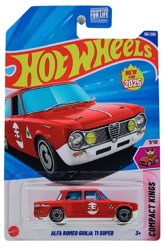 Hot Wheels 2025 - Collector # 195/250 - Compact Kings 7/10 - New Models - Alfa Romeo Guilia T1 Super - Red / #53 - USA Card