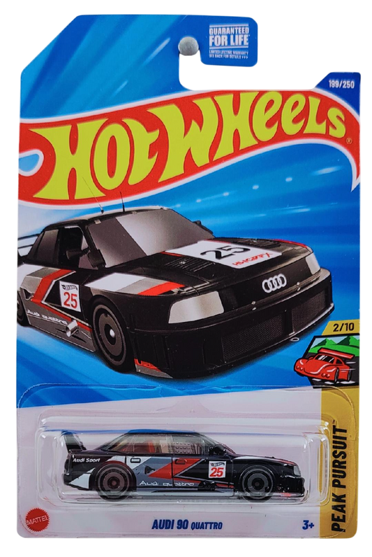 Hot Wheels 2025 - Collector # 199/250 - Peak Pursuit 2/10 - Audi 90 quattro - Black / #25 - USA Card