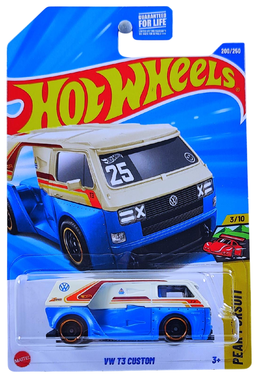 Hot Wheels 2025 - Collector # 200/250 - Peak Pursuit 3/10 - VW T3 Custom - White over Blue - USA Card