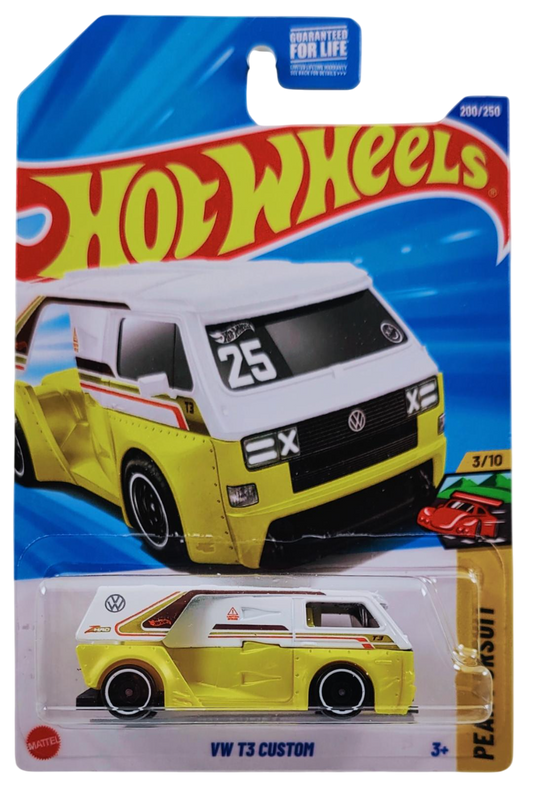 Hot Wheels 2025 - Collector # 200/250 - Peak Pursuit 3/10 - VW T3 Custom - White over Yellow - USA Card