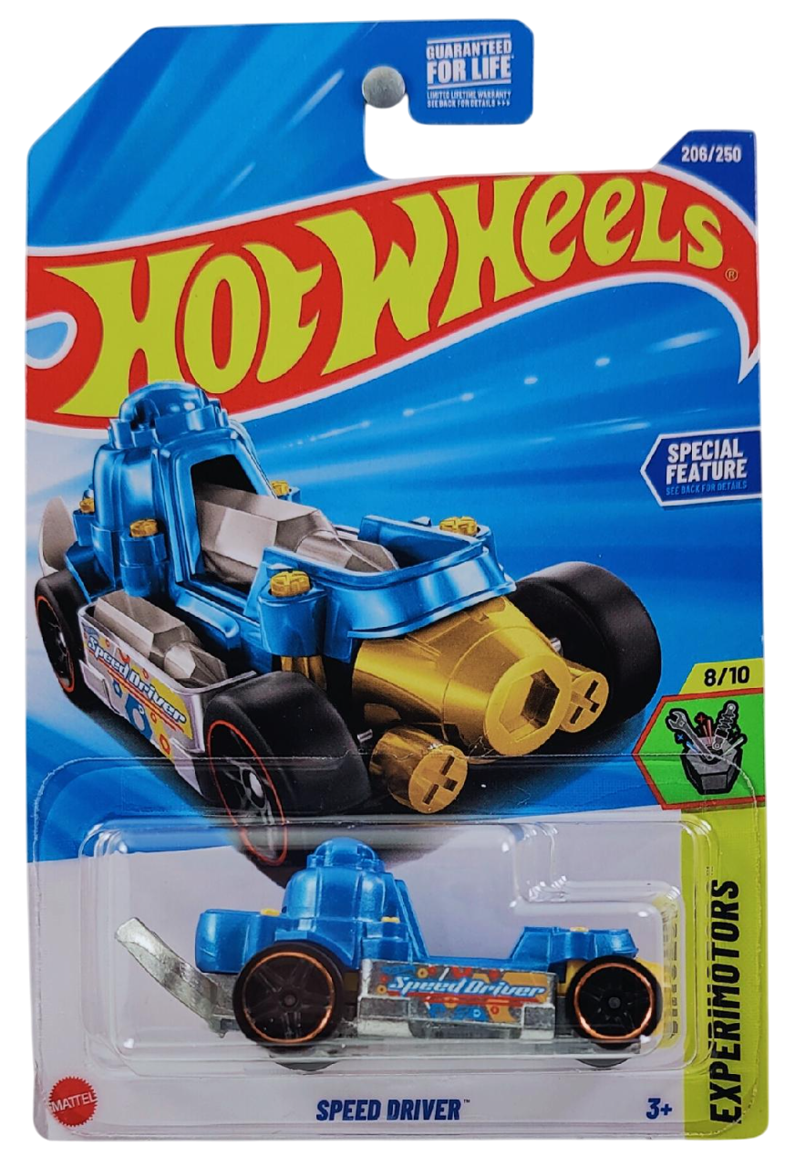 Hot Wheels 2025 - Collector # 206/250 - Experimotors 8/10 - Speed Driver - Blue - USA Card (Copy)