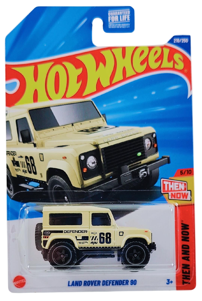 Hot Wheels 2025 - Collector # 210/250 - Then and Now 5/10 - Land Rover Defender 90 - Tan / #68 - USA Card