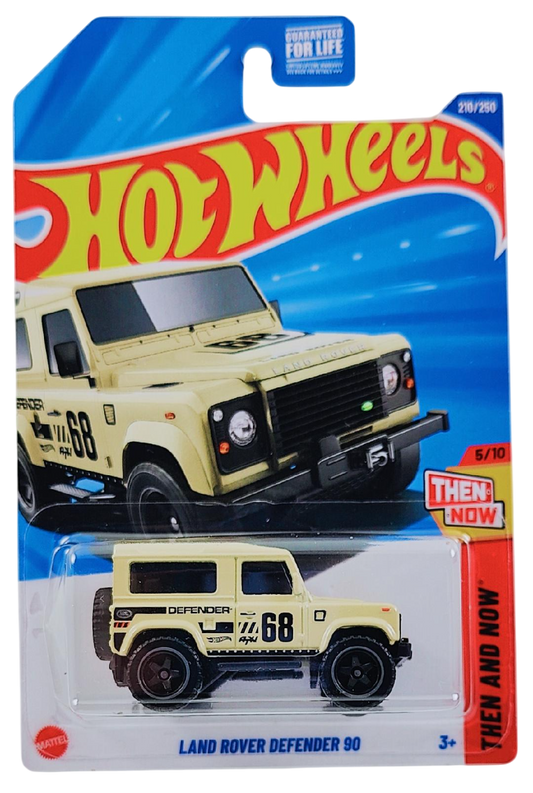 Hot Wheels 2025 - Collector # 210/250 - Then and Now 5/10 - Land Rover Defender 90 - Tan / #68 - USA Card