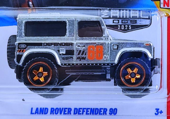Hot Wheels 2025 - Collector # 210/250 - Then and Now 5/10 - ZAMAC # 008 - Land Rover Defender 90 - ZAMAC / #68 - Walmart Exclusive - USA Card