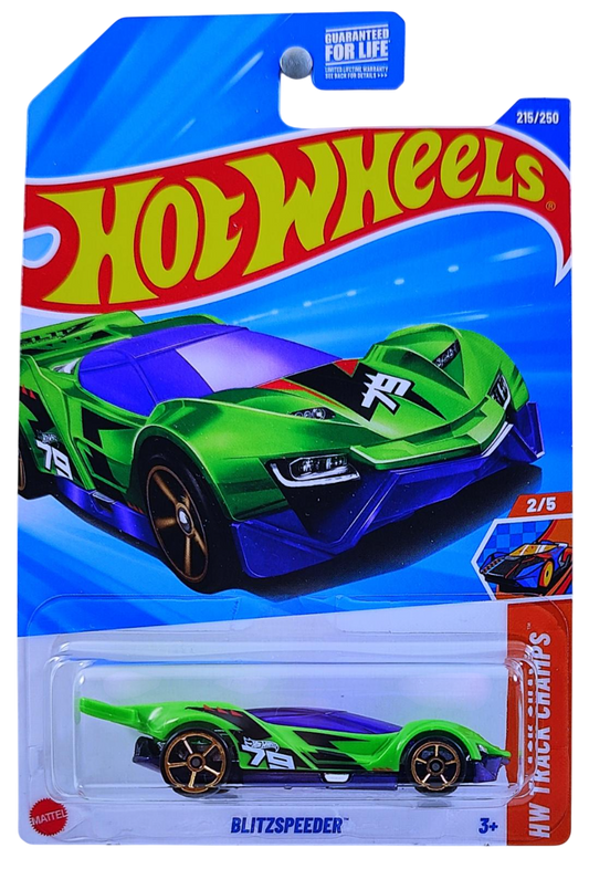 Hot Wheels 2025 - Collector # 215/250 - HW Track Champs 2/5 - Blitzspeeder - Green - OH5SP Wheels - USA Card