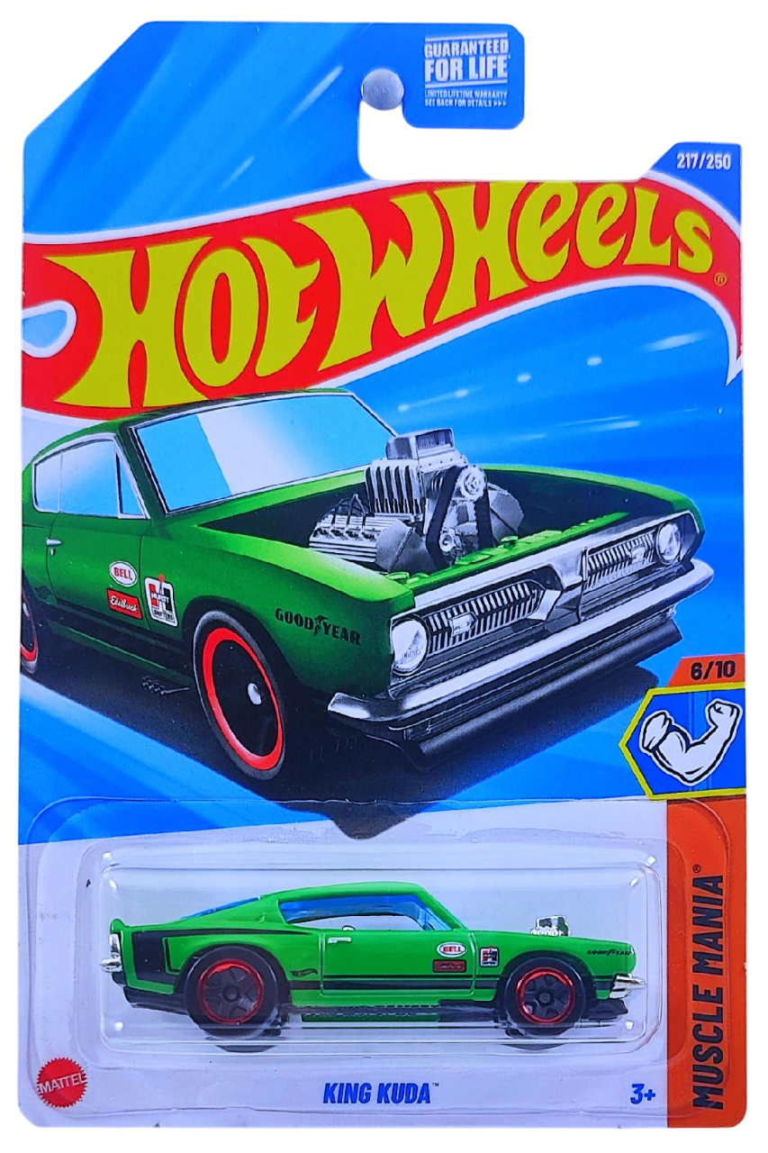 Hot Wheels 2025 - Collector # 217/250 - Muscle Mania 8/10 - King Kuda - Green - USA Card
