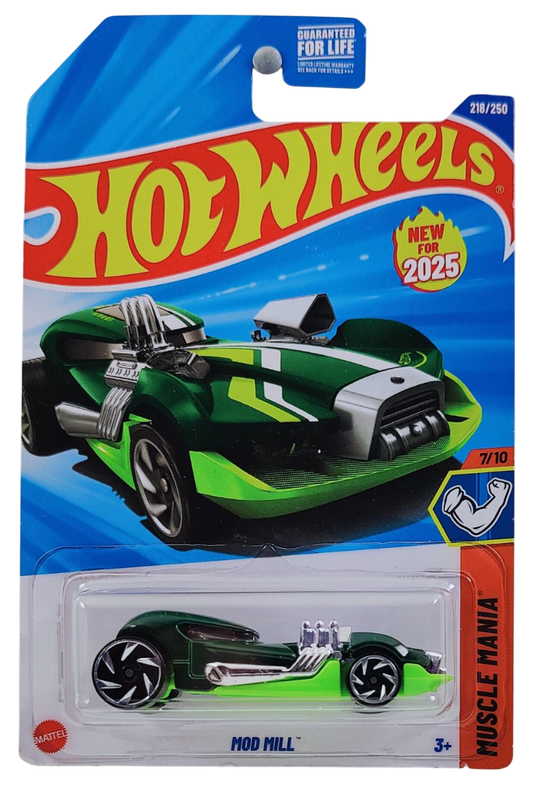 Hot Wheels 2025 - Collector # 218/250 - Muscle Mania 7/10 - New Models - Mod Mill - Dark Green - USA Card