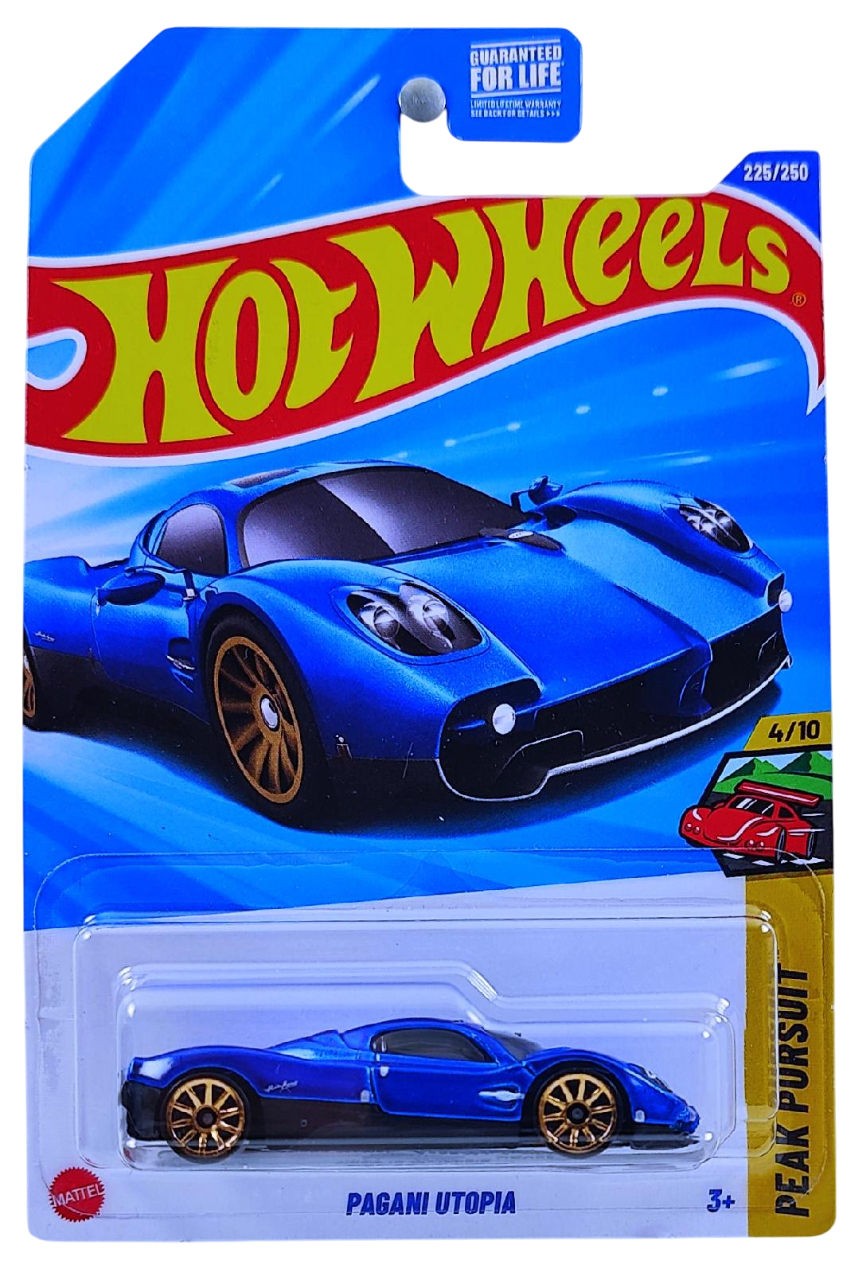 Hot Wheels 2025 - Collector # 225/250 - Peak Pursuit 4/10 - Pagani Utopia - Blu Francia - USA Card