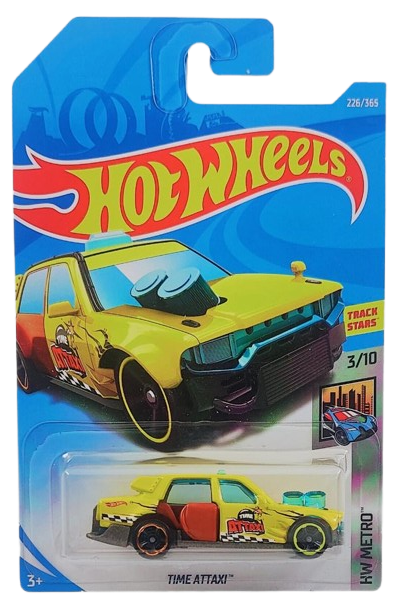 Hot Wheels 2018 - Collector # 226/365 - HW Metro 3/10 - Time Attaxi - Yellow / 'Time Attaxi' - International Card - ERROR! Door is not complete