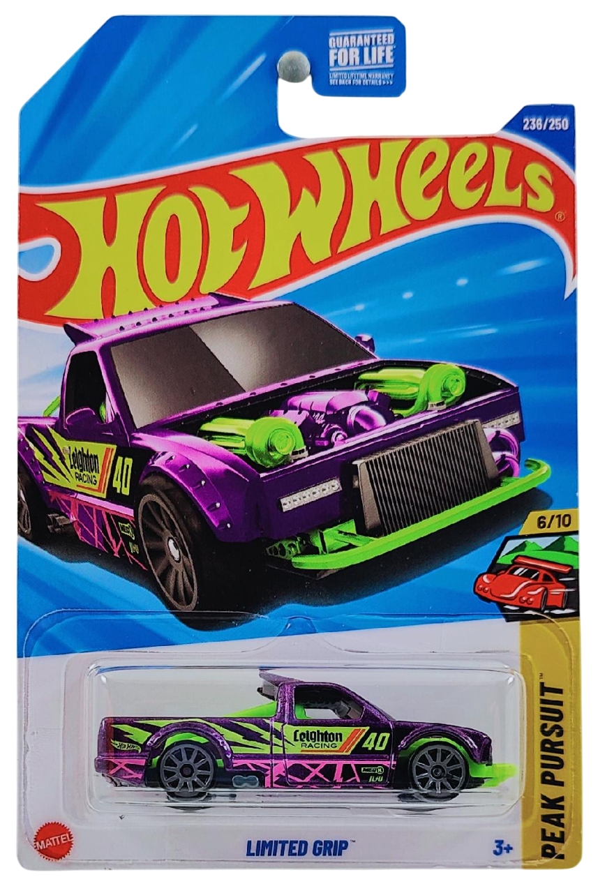 Hot Wheels 2025 - Collector # 236/250 - Peak Pursuit 6/10 - Limited Grip - Metalflake Dark Purple - USA Card