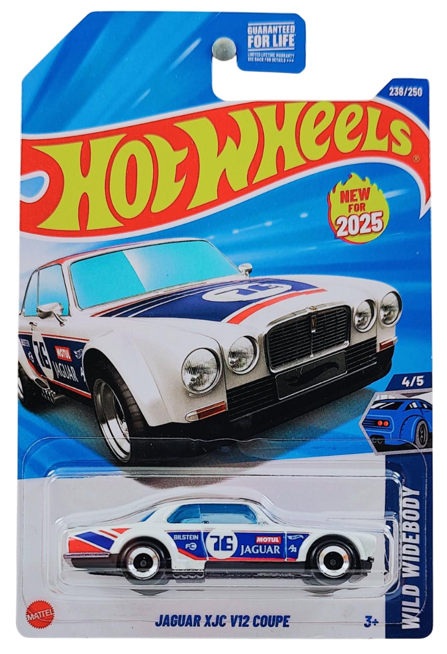 Hot Wheels 2025 - Collector # 238/250 - Wild Widebody 4/5 - New Models - Jaguar XJC V12 Coupe - White / #76 - USA Card