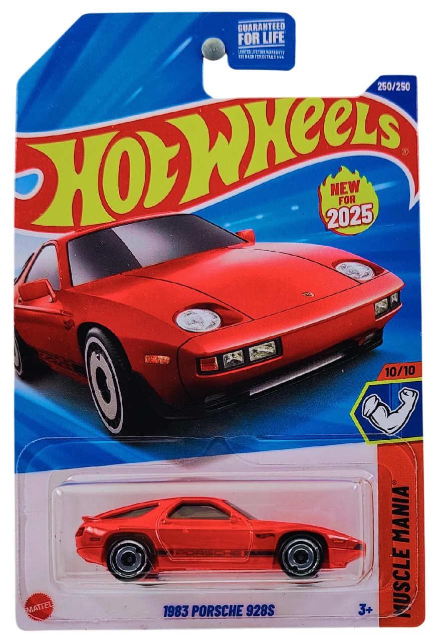 Hot Wheels 2025 - Collector # 250/250 - Muscle Mania 10/10 - New Models - 1983 Porsche 928S - Red - Aero Disc - USA Card