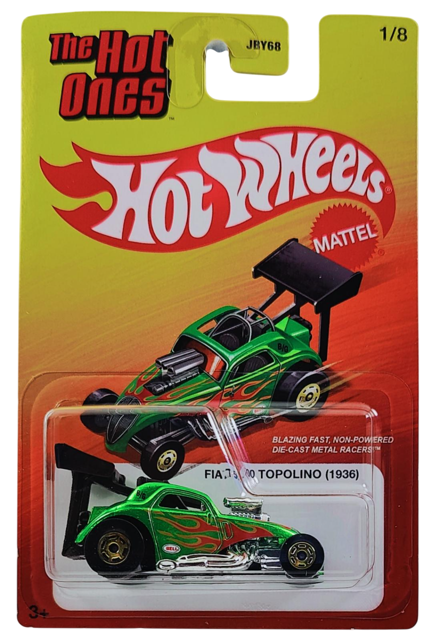 Hot Wheels 2025 - Theme - Mix 1 - The Hot Ones 1/8 - Fiat 500 Topolino (1936) - Spectraflame Green - Gold Hot Ones Wheels - Target Exclusive - Retro Blister Card
