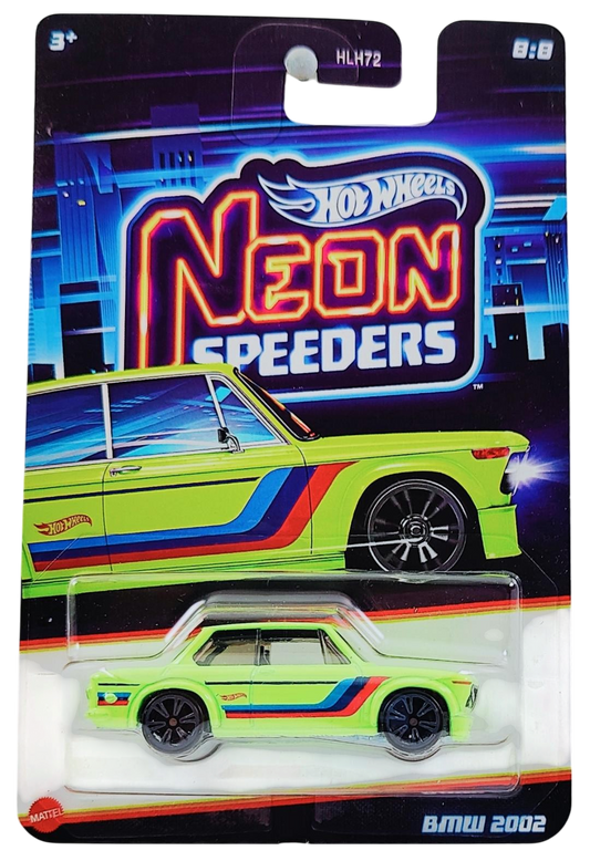 Hot Wheels 2025 - Theme / Neon Speeders 8/8 / Mix 2 - BMW 2002 - Neon Yellow - Neon Speeders 6-Spoke (NS6) Wheels - Walmart Exclusive