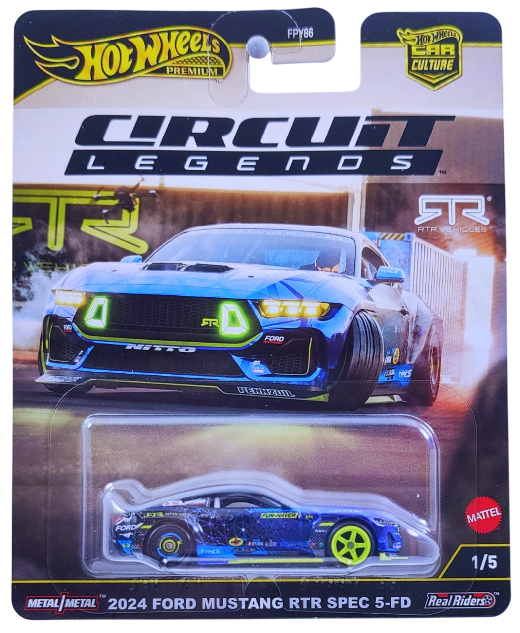 Hot Wheels 2025 - Premium / Car Culture / Circuit Legends 1/5 - 2024 Ford Mustang RTR Spec 5-FD - Black - Metal/Metal & Real Riders - NEW Casting!