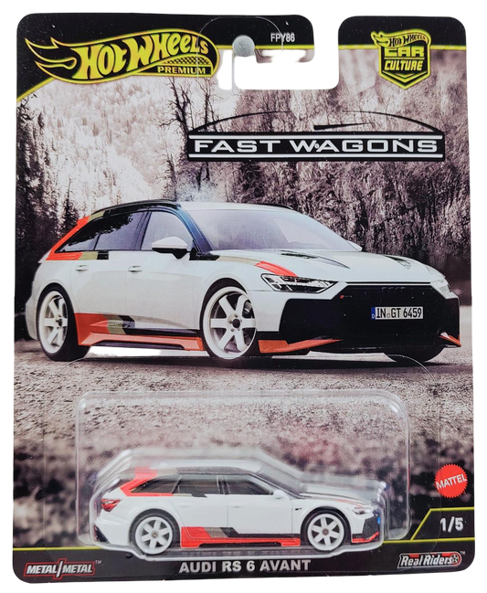 Hot Wheels 2025 - Premium / Car Culture / Fast Wagons 1/5 - Audi RS 6 Avant - White - Metal/Metal & Real Riders - NEW Casting