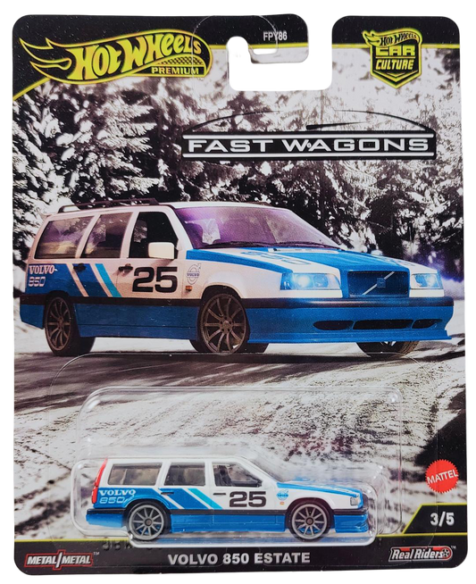 Hot Wheels 2025 - Premium / Car Culture / Fast Wagons 3/5 - Volvo 850 Estate - White & Blue / #25  - Metal/Metal & Real Riders