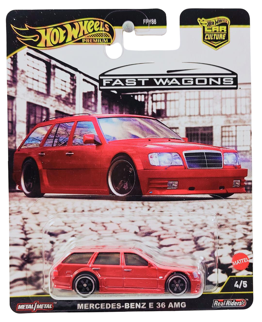 Hot Wheels 2025 - Premium / Car Culture / Fast Wagons 4/5 - Mercedes-Benz E 36 AMG - Red Metalflake - Metal/Metal & Real Riders